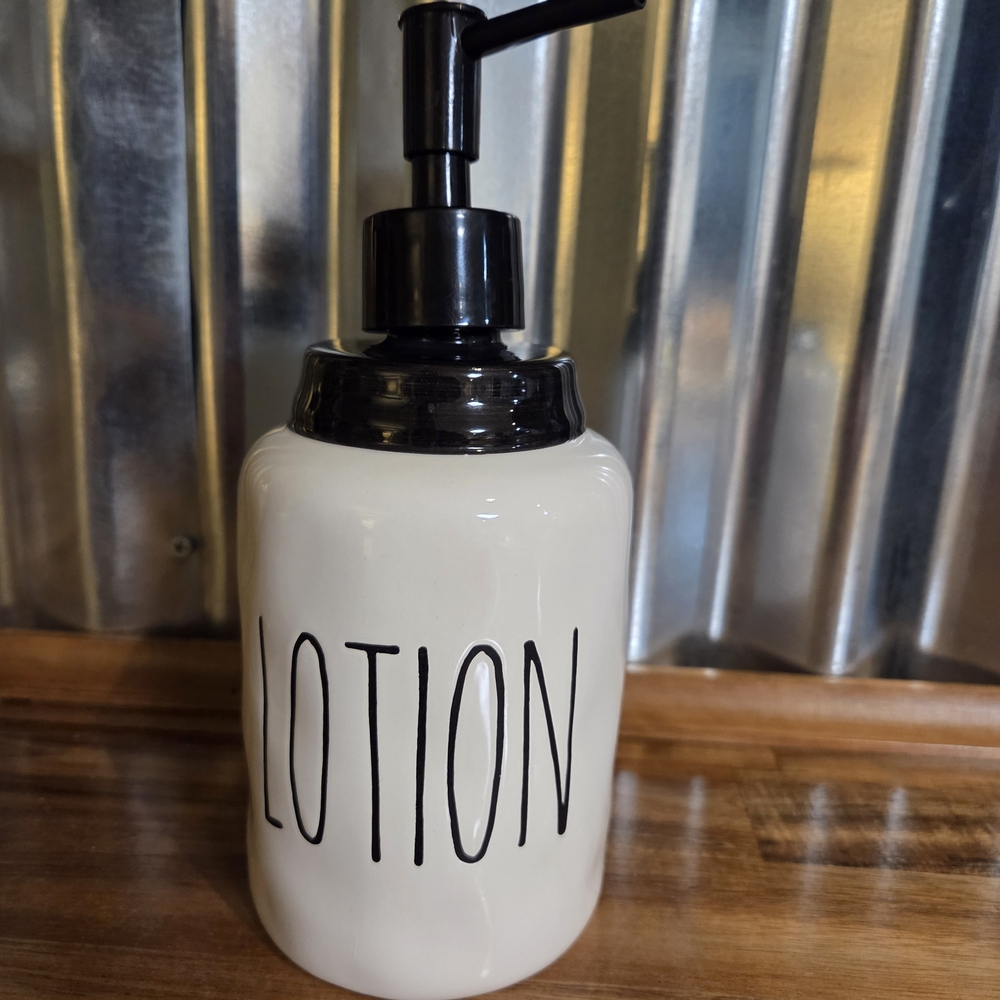 White Lotion Dispenser with Black Pump